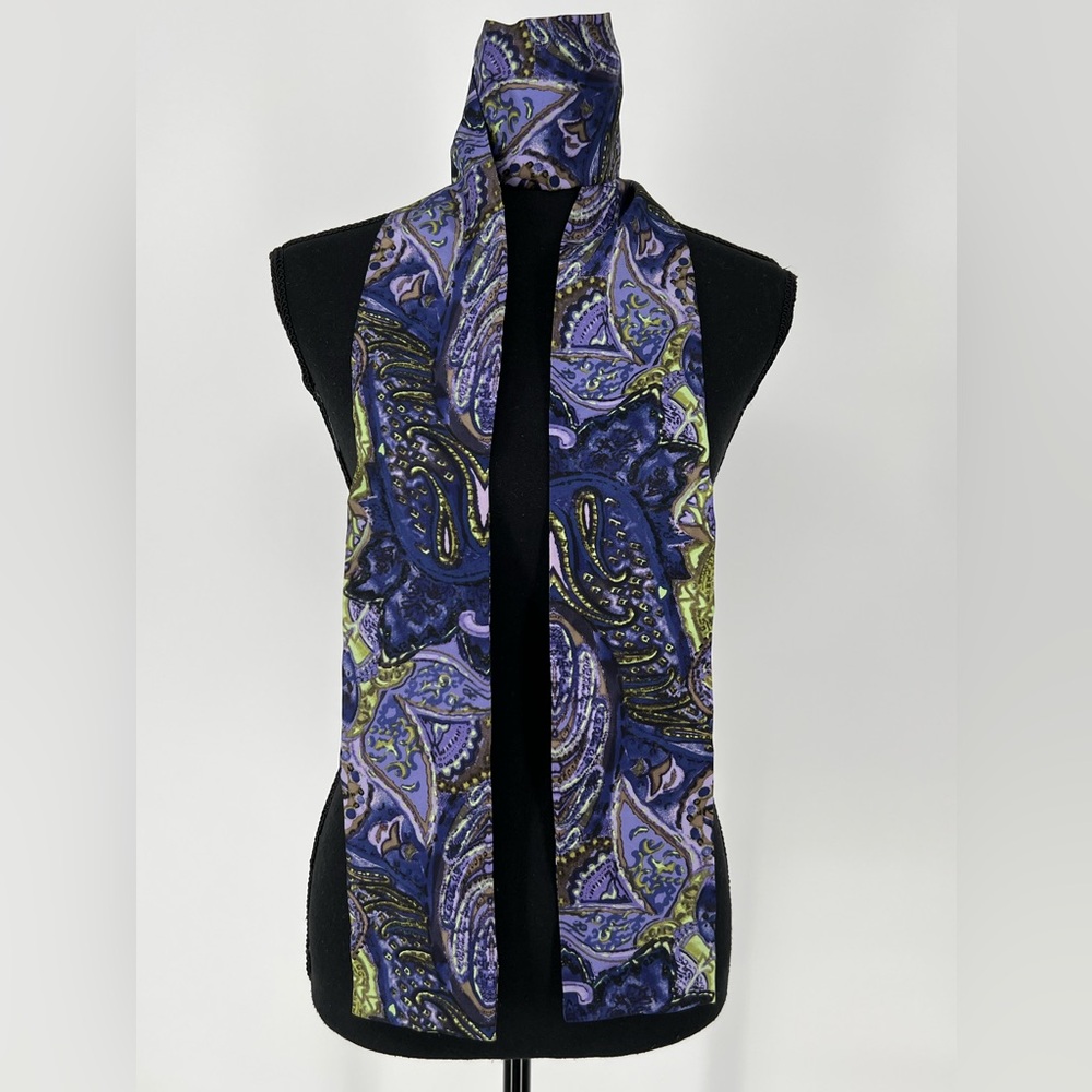 TALBOTS‎ PAISLEY SILK PURPLE AND LIME FASHION SCARF